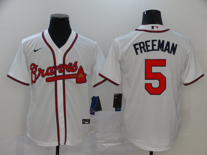 Men Atlanta Braves 5 Freeman White Nike Game MLB Jerseys